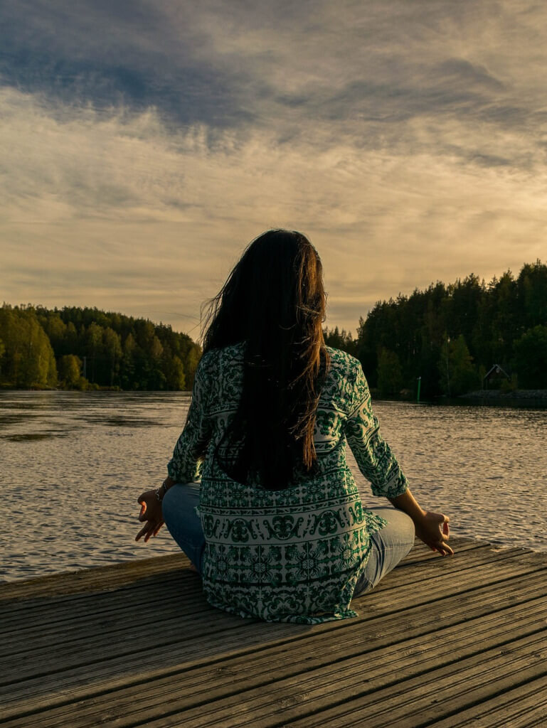 outdoor yoga by the lake