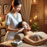 Microcurrent treatment at a cozy spa