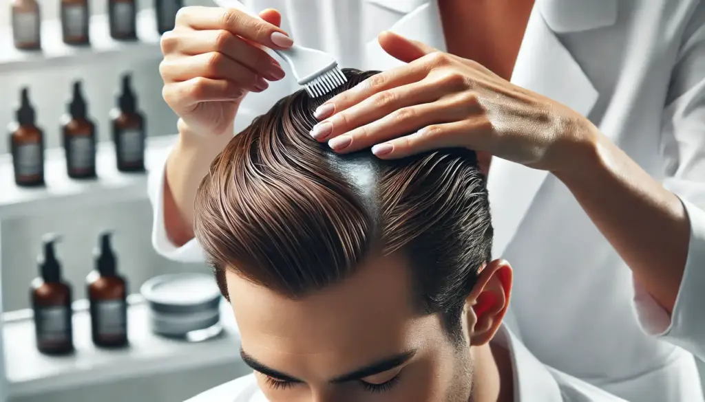 A man getting hairloss treatment